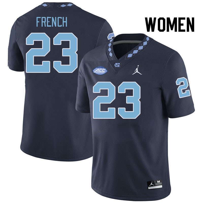 Women #23 Charleston French North Carolina Tar Heels College Football Jerseys Stitched-Navy